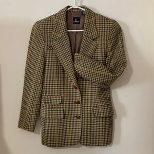 Liz Claiborne Houndstooth Blazer in Tan and Green